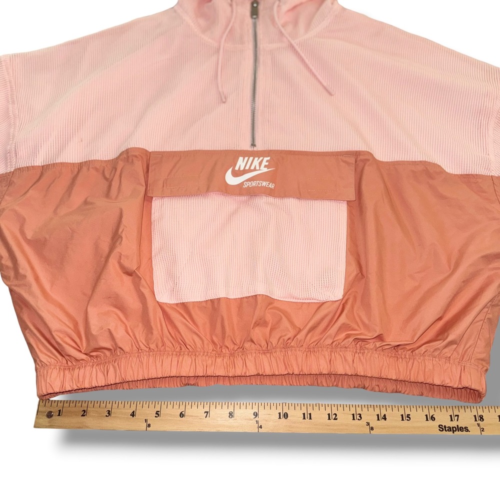 Nike Sportswear Women's M Pink Colorblock Mesh Cropped Windbreaker Half Zip - Picture 4 of 8
